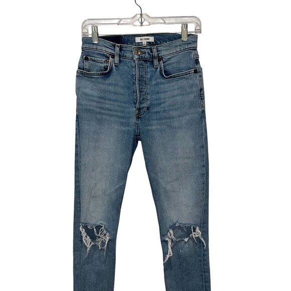 Re/Done 90s cropped distressed high-rise skinny jeans Women's Size 26 - Picture 3 of 12